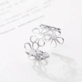 Anel Feminino Ajustável Flores Delicadas