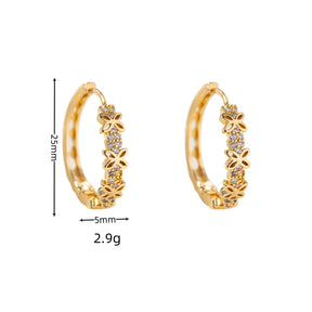 Declaração feminina arco-íris flor zircão pedra hoop brincos luxo glod cor jóias de casamento para mulher
