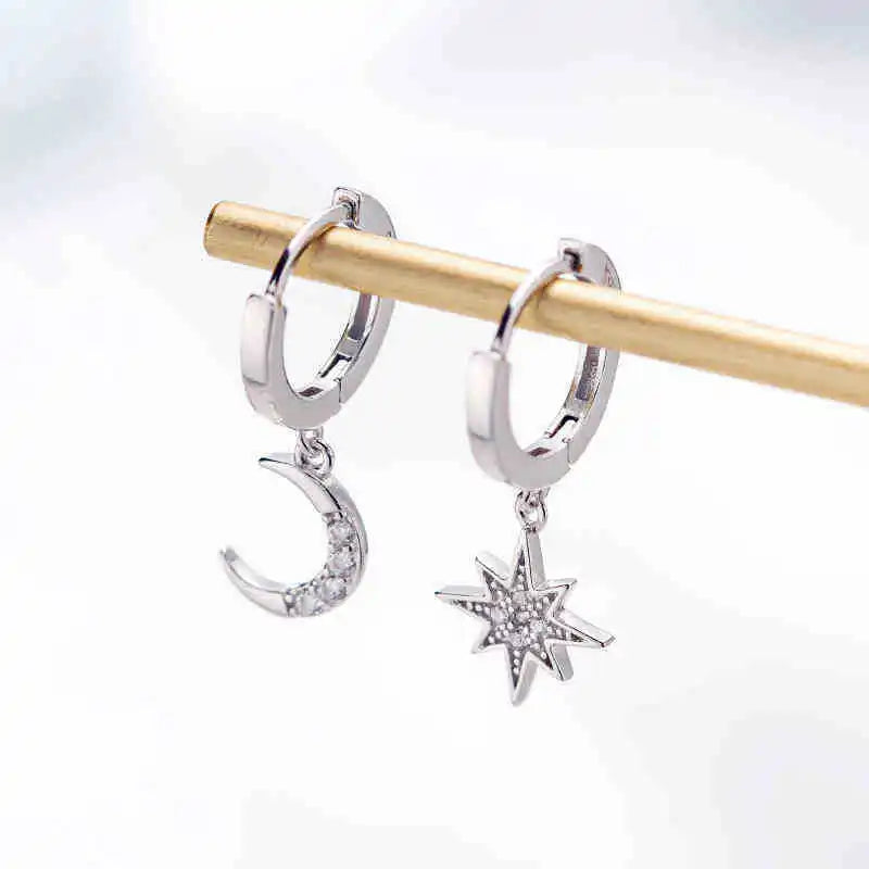 Brinco Feminino Argola Lua Estrela