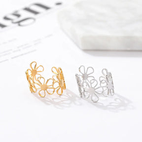 Anel Feminino Ajustável Flores Delicadas