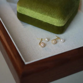 Brinco de Pérola Dupla Ouro 18K