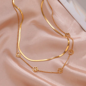 Skyrim-Colar Pata de Cachorro e Gato, Aço Inoxidável, Dupla Camada, Corrente Cobra, Gargantilha Fashion, Bijuteria, Presente do Dia dos Namorados