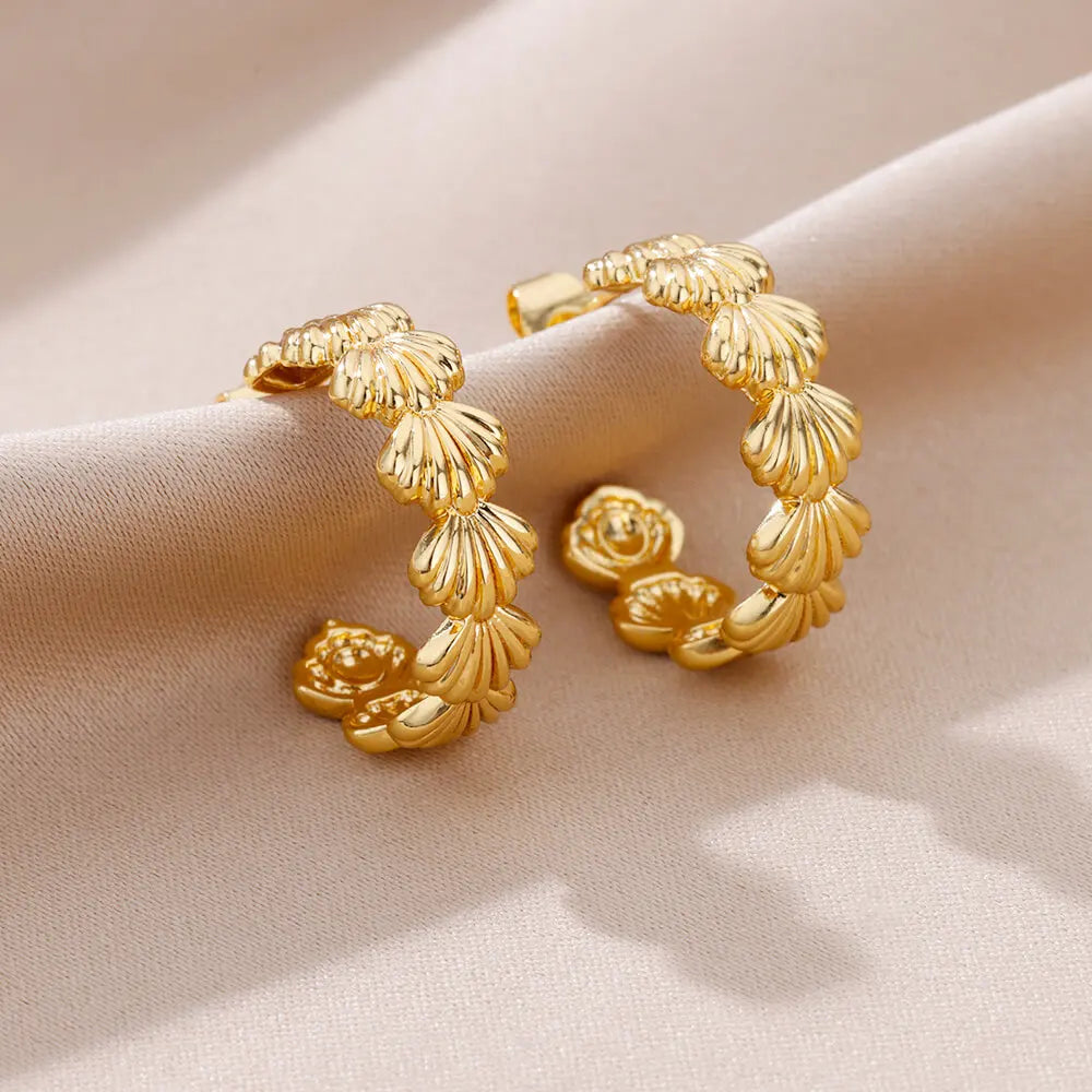 Brincos de aço inoxidável em forma de c para mulheres estilo coreano banhado a ouro piercing brinco luxo qualidade jóias presente de aniversário