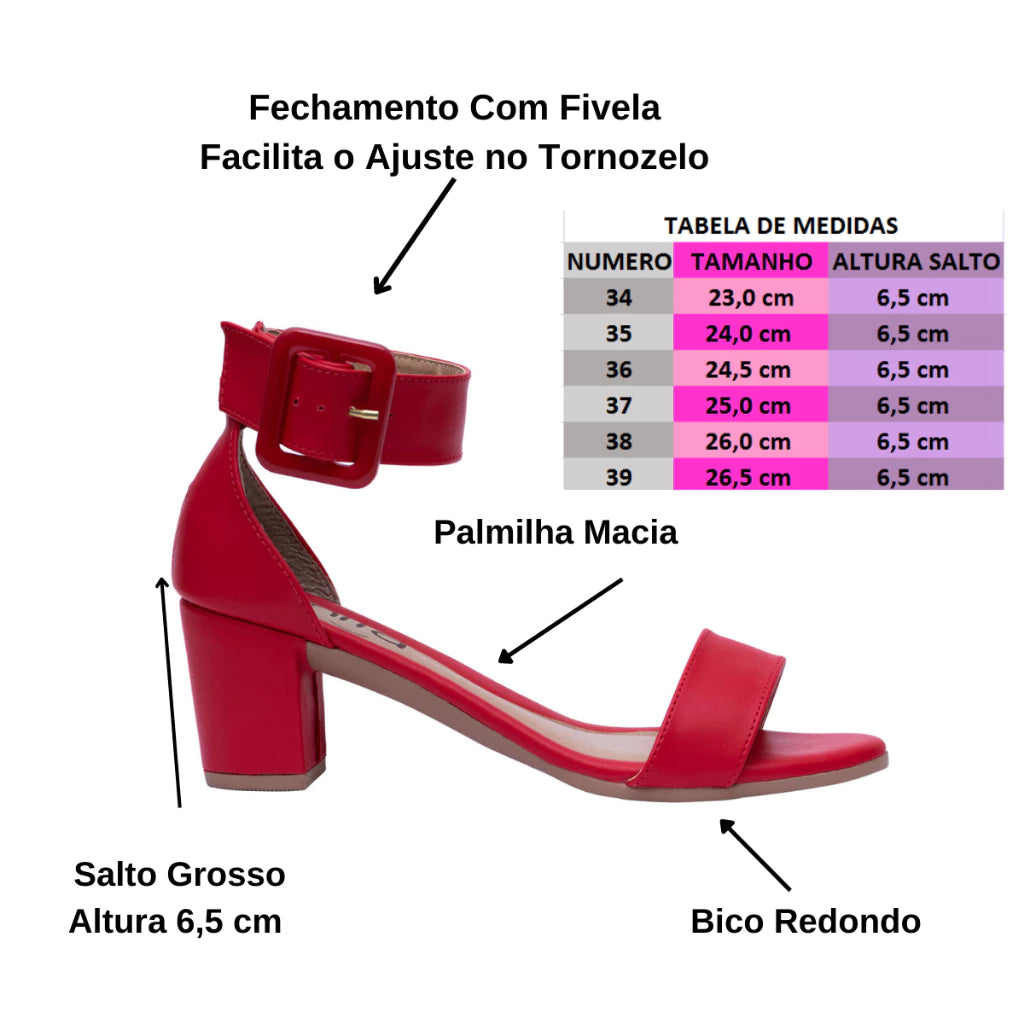 Sandália Feminina JulieSalto Médio Confortável