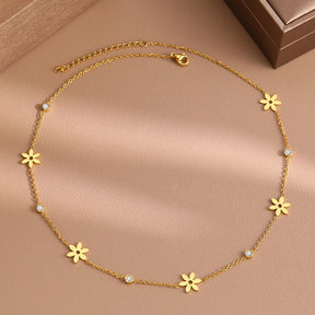 Colar Flores Com Zircônia