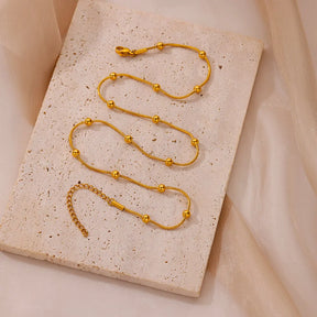 Colares de corrente de cobra redonda com contas de aço inoxidável para mulheres cor dourada colar geométrico luxo festa de casamento joias presente bff