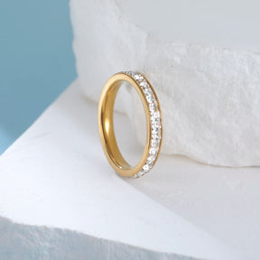 Cooltime luxo aço inoxidável declaração zircão cúbico anéis para homens mulheres romântico noivado festa de casamento jóias