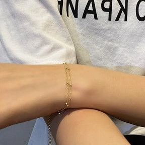 ANENJERY Pulseira de bola pequena para mulheres vintage banhado a ouro cor manguito pulseiras femininas corrente de declaração joias pulsera pulseira