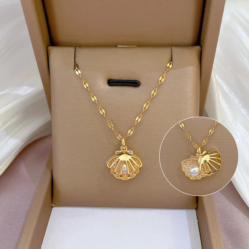 Colar Concha com Pérola 18K