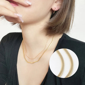 Aço inoxidável Herringbone Gold Color Snake Chain Necklace para Mulheres, Gargantilha Unisex, Jóias Presente, Moda