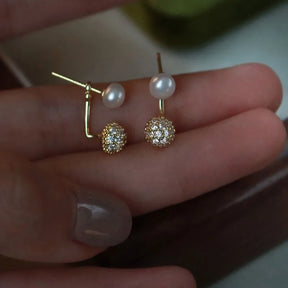 Brinco de Pérola Dupla Ouro 18K