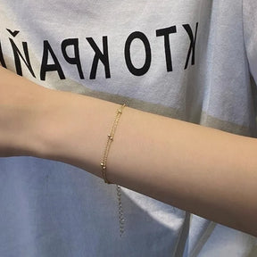 ANENJERY Pulseira de bola pequena para mulheres vintage banhado a ouro cor manguito pulseiras femininas corrente de declaração joias pulsera pulseira