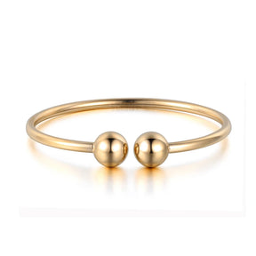 Lokaer aço inoxidável bola dupla aberta manguito pulseiras & pulseiras na moda festa pulseira jóias para mulher frete grátis b18027