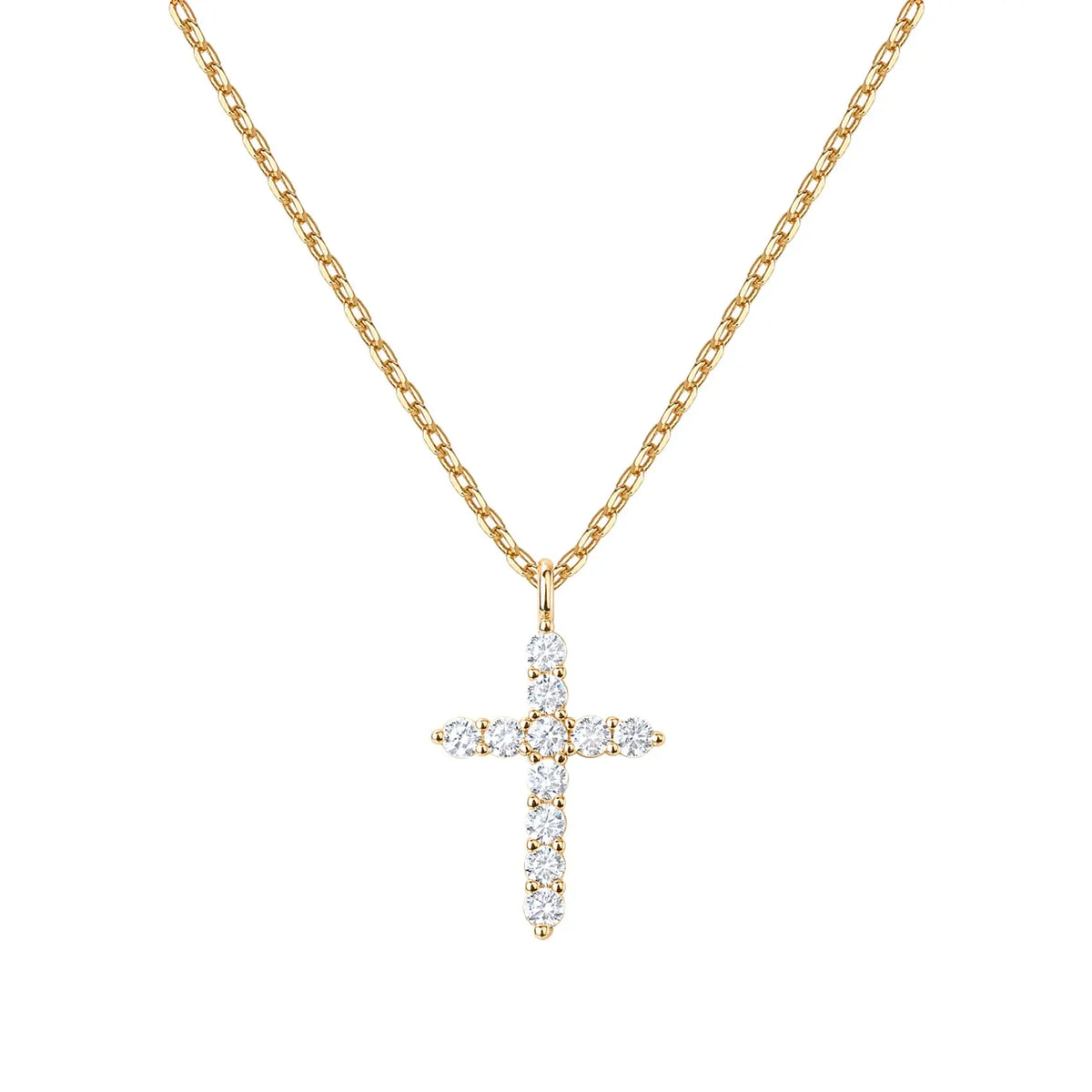 Shevalues Colar de cruz de zircônia cúbica banhado a ouro 14K para mulheres |   Colares com pingente de fé cruzada, joias populares para meninas e mulheres
