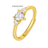 Vnox coração zircão promessa anel presente para esposa, faixa de dedo aberto ajustável, solitaire casamento banda presente de aniversário