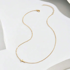 Dgiddk colar com pingente de cruz vintage, delicado, de aço inoxidável, moda simples, fé para mulheres, joias diárias com