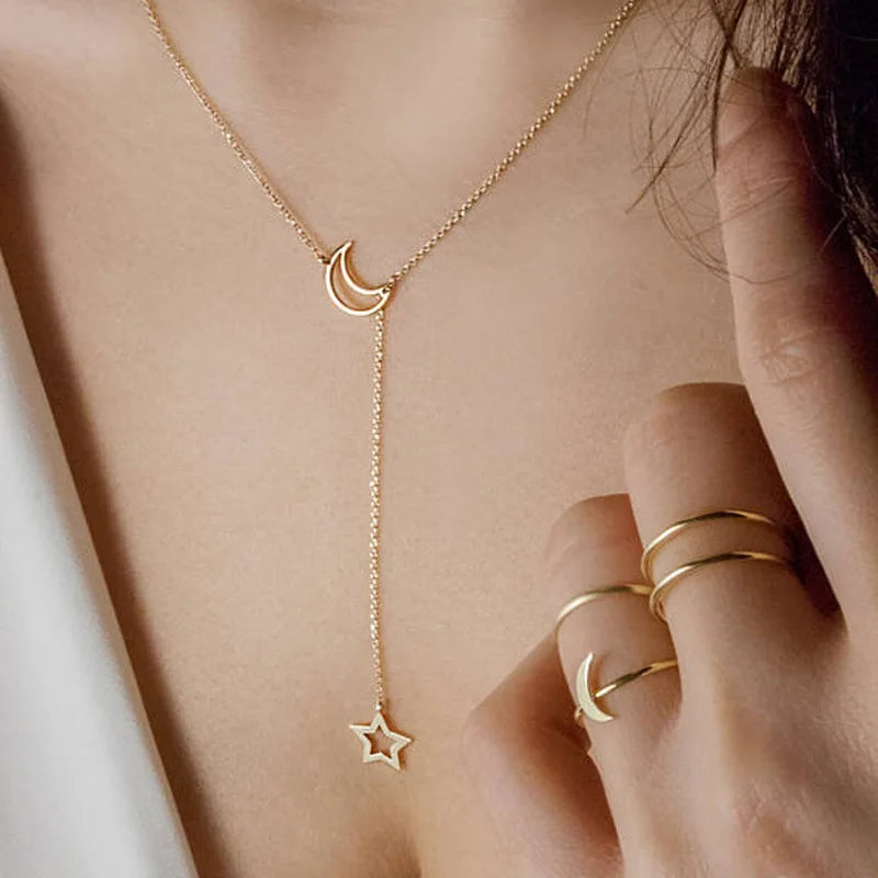 Colar Feminino Lua Estrela