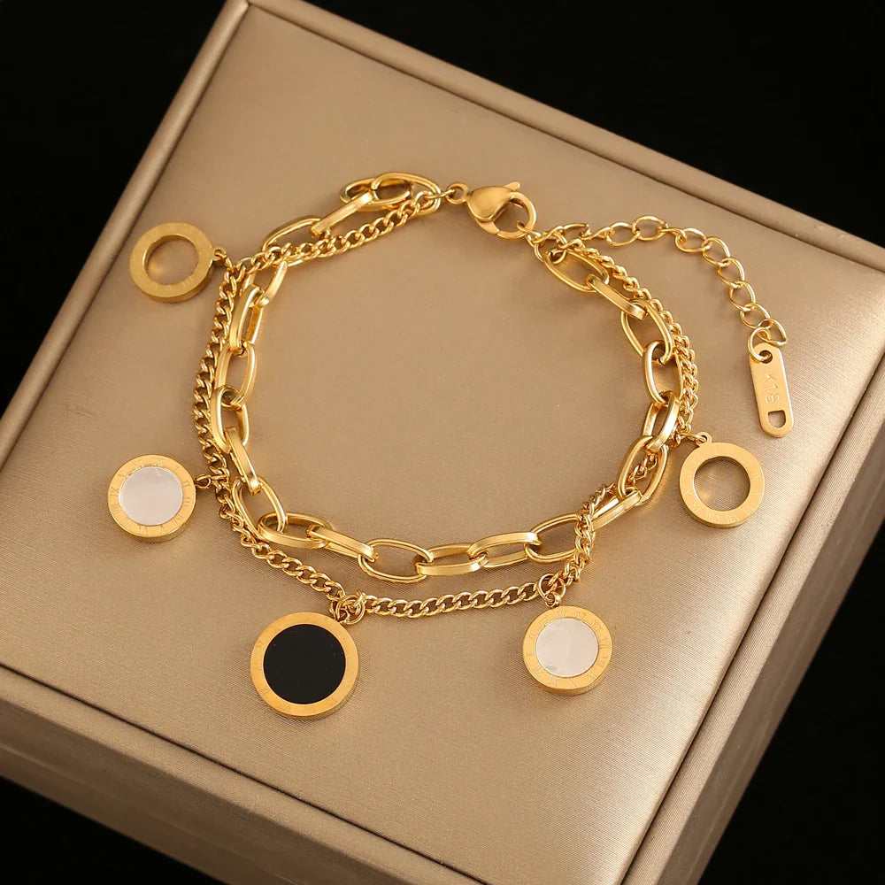 Pulseira Feminina Dourada Dupla
