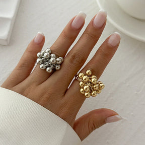 Anel Feminino Ajustável Bolinhas Luxuosas