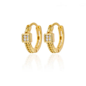 Brincos redondos quadrados pequenos requintados para mulheres 2023 tendência cor dourada brincos de aço inoxidável joias de natal presente aretes