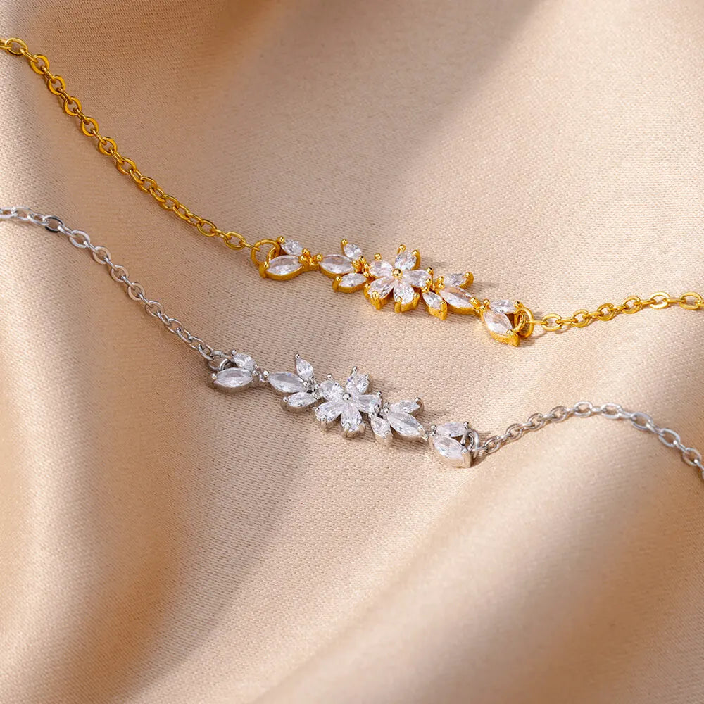 Pulseira de Ouro Feminina Floral Luxuosa