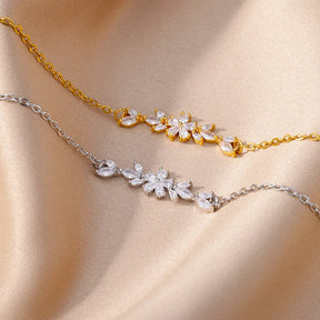 Pulseira de Ouro Feminina Floral Luxuosa