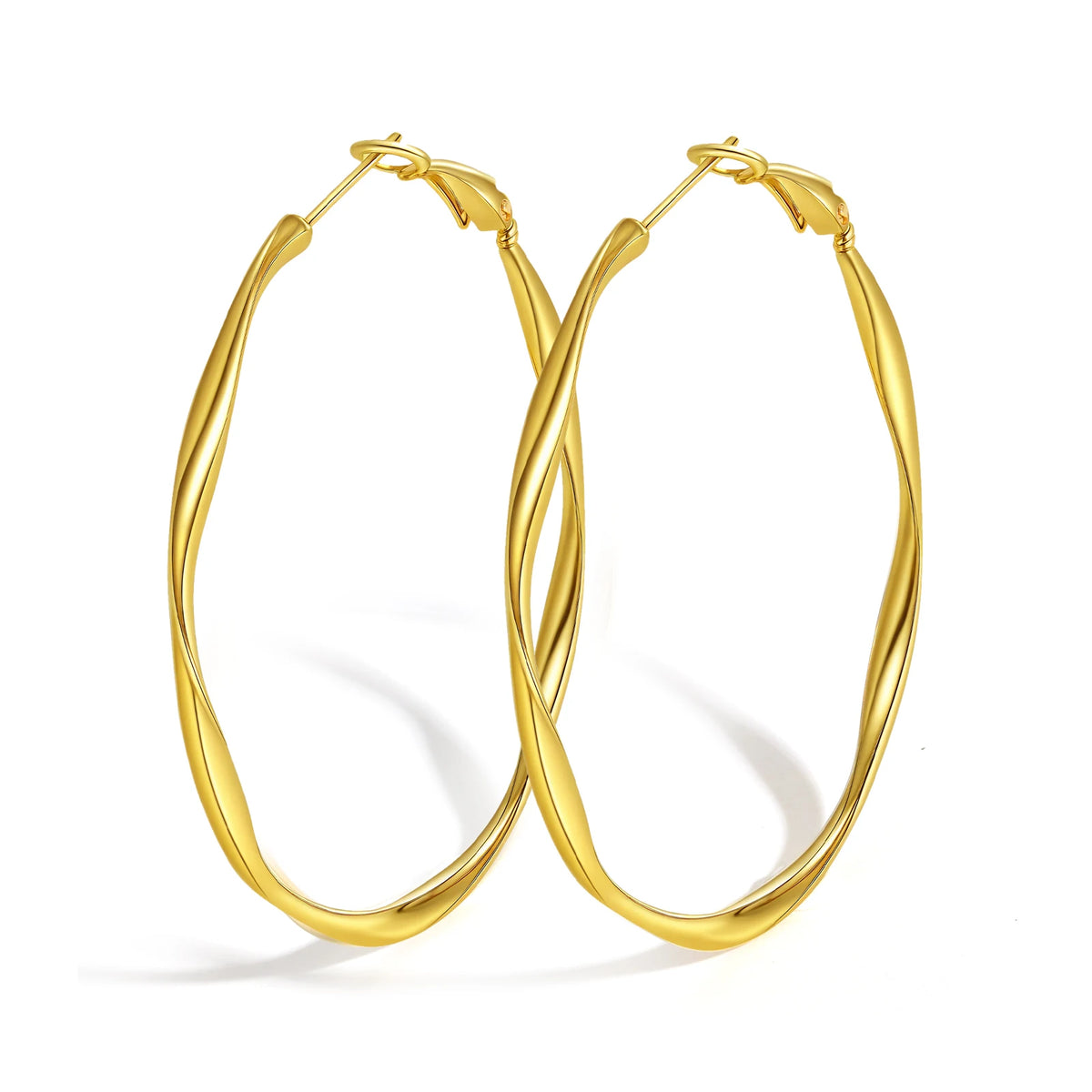 Brincos de argola Twist Circle para mulheres, brinco de argola Mobius Huggies de aço inoxidável, deslustrados e sem níquel