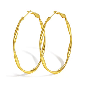 Brincos de argola Twist Circle para mulheres, brinco de argola Mobius Huggies de aço inoxidável, deslustrados e sem níquel