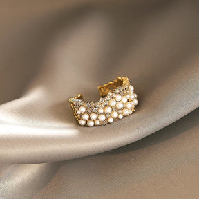 Anel Feminino Ajustável Perolado 18K