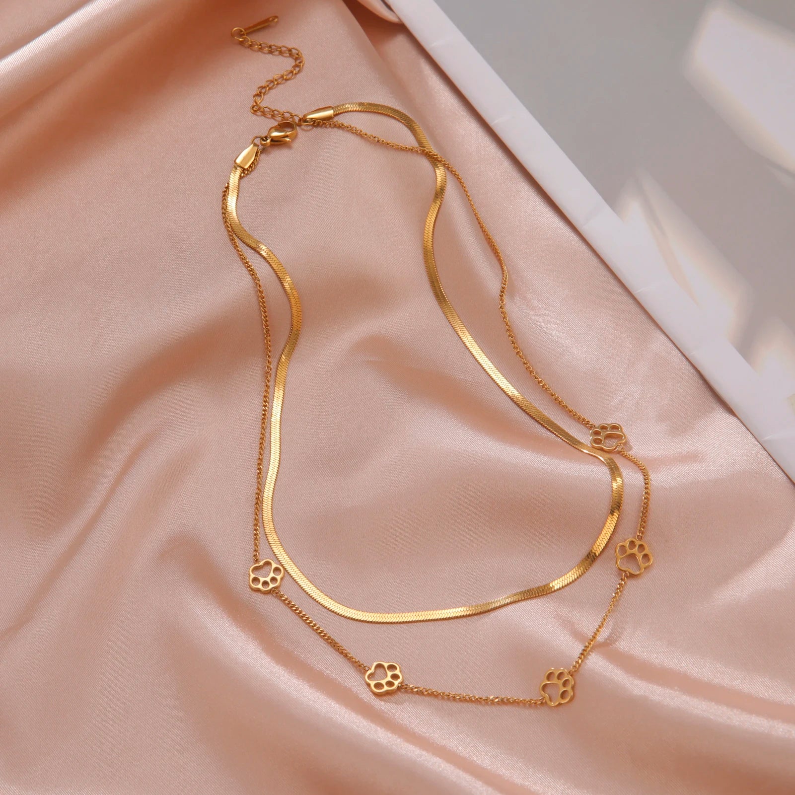 Skyrim-Colar Pata de Cachorro e Gato, Aço Inoxidável, Dupla Camada, Corrente Cobra, Gargantilha Fashion, Bijuteria, Presente do Dia dos Namorados