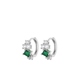 Brincos de trevo de cristal para mulheres, brincos de argola de zircônia verde, luxo feminino, designer de joias, presente de festa, frete grátis
