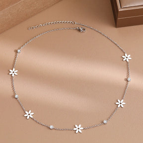 Colar Flores Com Zircônia