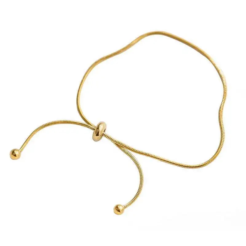Anenjery 316l aço inoxidável ajustável puxar pulseira tornozeleira feminina ins vento frio simples cobra osso corrente pulseira