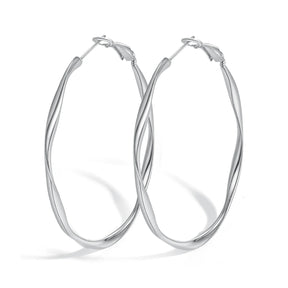 Brincos de argola Twist Circle para mulheres, brinco de argola Mobius Huggies de aço inoxidável, deslustrados e sem níquel