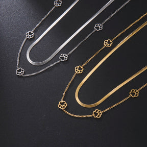 Skyrim-Colar Pata de Cachorro e Gato, Aço Inoxidável, Dupla Camada, Corrente Cobra, Gargantilha Fashion, Bijuteria, Presente do Dia dos Namorados