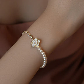 Pulseira de Ouro Feminina Perolada