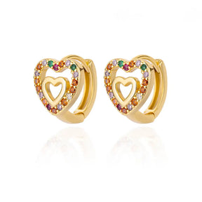 Brincos de coração de zircônia oca para mulheres, aço inoxidável, cor dourada, brinco de coração, luxo, casamento, casal, joias, presente, frete grátis