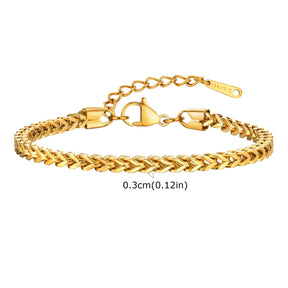 Vnox pulseira quadrada para mulheres meninas pulseira de ligação de corrente de aço inoxidável pulseira clássica joias tendência com corrente extensível de 3cm
