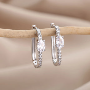 Brinco redondo minimalista de zircônia para mulheres, brinco irregular de aço inoxidável, moda festa de casamento, joias para presente, bijuterias femininas 2022