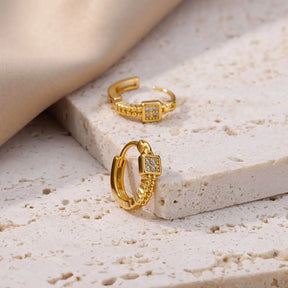 Brincos redondos quadrados pequenos requintados para mulheres 2023 tendência cor dourada brincos de aço inoxidável joias de natal presente aretes