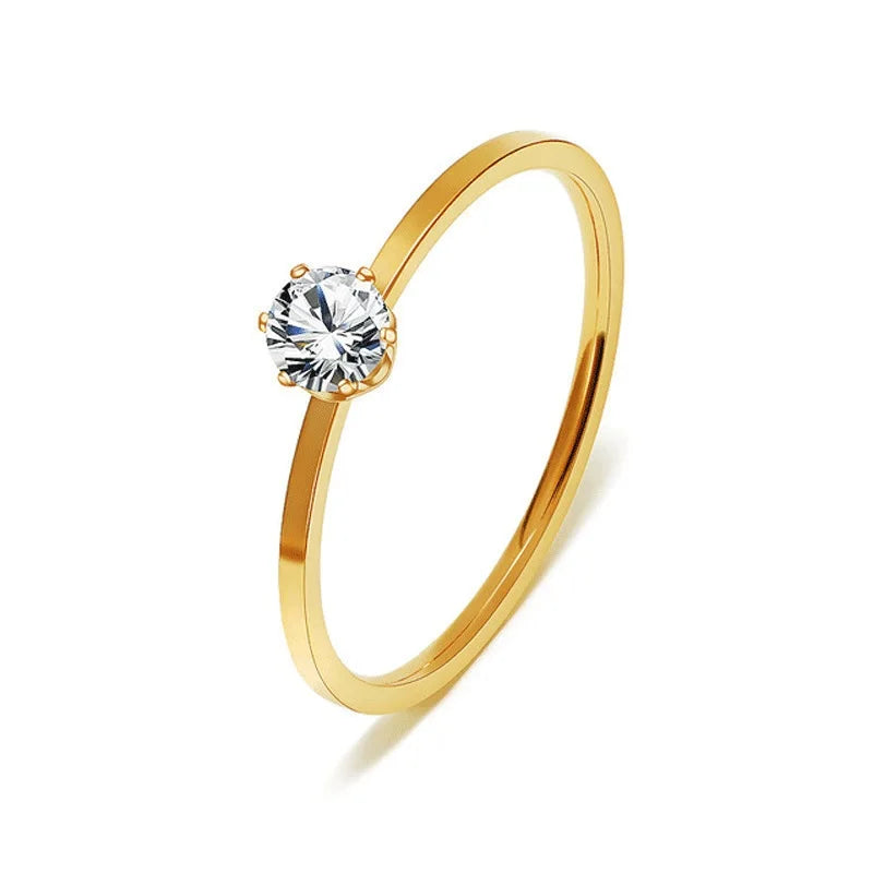 Anél Femininos de Ouro de Aço Inoxidável e Banho de Ouro 18K